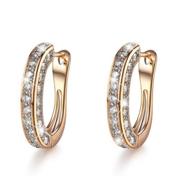 Swarovski Jewelry - 14K Gold Swarovski Elements Hoop Earrings